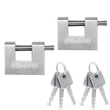 KAWAHA 71/60-2PS Stainless Steel D-Shaped Padlock with Stainless Steel Key for Garage Door, Containers, Shed, Locker and Warehou