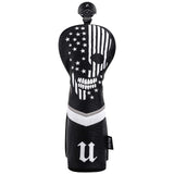 Skull Skeleton Golf Hybrid Cover Black Leather Headcovers