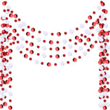 Outus 5 Pieces Round Dots Garland Hanging Party Decor Each Length 13.1ft Glitter Paper Dot Streamers for Birthday Wedding Baby S