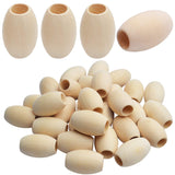 Natural Wooden Beads,30 Pcs Burlywood Beads Wooden Oval Tube Beads with 14mm Large Hole for DIY Jewelry Making