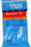 Dirt Devil Type U Microfresh Vacuum Bags (3Pack), 3920750001, 3 Count (Packaging may vary) , white
