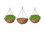 Go Hooked 10 Coir Hanging Basket/Coco Gardening Liner With Hanging Pots And Metal Hanging Chain/Hanging Planters Set Of 3 (Bro