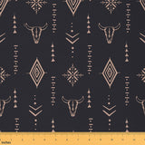 Bull Skull Fabric By The Yard Boho Upholstery Fabric Ethnic Horns Bohemian Decorative Fabric Brown Tribal Symbol Mysterious Azte