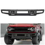 KUAFU Front Bumper Compatible with 2021-2024 Ford Bronco Super Duty W/O Sensors Holes Powder Coated Black