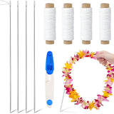Kaiolbly 9 Pcs Lei Needle Kit, 4 Pcs 14 Inch Stainless Steel Long Lei Needle to Make Hawaiian Leis 4 Lei String 1 Sewing Scissor