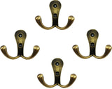 Docoss Pack Of 4Antique2 Pin Bathroom Cloth Hanger Wall Robe Hooks Rail For Hanging Keys,Clothes,Towel Steel Hook