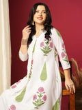 Anni Designer Women'S Rayon Viscose A-Line Printed Kurta With Pant (Pnil White-Vks01_Xxl_White_Xx-Large),White,2XL,,,