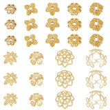 Magibeads 54Pcs Metal Beads Caps with Real 18K Gold Plated 7-Petal Flower Brass Bead Caps Assorted Spacer Beads for Bracelet Nec