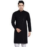 DIVISIVE Men's Sequince Embroidered Cotton Blend Only Slim Fit Kurta (DKRT15_M_Black)