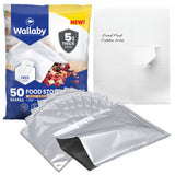 Wallaby 50 Count 1-Pint Mylar Bags with Labels, 10 Mil Total Thicker Long-Term Food Storage Pouches, 6x8 Heat-Sealable Airtight