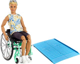 Barbie Ken Fashionistas Doll #167 with Wheelchair & Ramp Wearing Tie-Dye Shirt, Black Shorts, White Sneakers & Sunglasses, Toy f