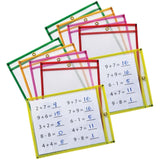 Pacon Dry Erase Pockets, 5 Assorted Neon Colors, 9 x 12, 10 Pockets Per Pack, 2 Packs