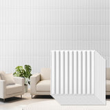 Qidejoy 33 Pcs 3D PVC Slat Wall Panels 12X12in Fluted Textured Paneling Modern Decorative Tiles Cuttable Paintable DIY Wall Art