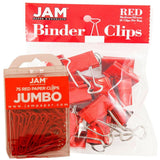 JAM PAPER Office Desk Supplies Bundle - Red - Jumbo Paper Clips & Medium Binder Clips - 1 Pack of Each (2 Packs Total)