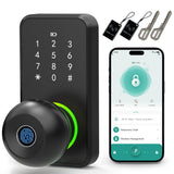 Smart Door Lock with Knob,LinkThai Keyless Entry Fingerprint Lock with Touchscreen Keypad,Electronic Knob Digital Lock for Front
