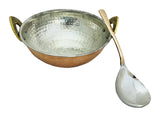 Shiv Shakti Arts,Pure Copper Hammered Kadhai with Tin Coated (Kalai/Nickel) Inside and Serving Spoon/Durable & Easy to Clean/ 90