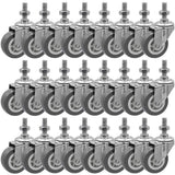 FactorDuty 2 Inch Grey Caster Wheel 3/8-1.2 Threaded Stem Mount Caster Wheel Polyurethane Wheels Premium Non Marking No Noise 65