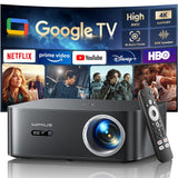 ?Official Google TV/4K Supported ?Smart Projector with WiFi & Bluetooth, Outdoor & Home TV Movie Projectors with Voice Control,A