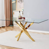 51inch Dining Table for 4-6 Pepole, Modern Glass Dining Table with 0.39 Thick Glass Top and Stainless Steel Legs, Kitchen Table