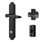 Ideal Security 1216 Surface Mount Storm Door Handle with Lock and Key for 1 - 1 inches Thick Doors (Black, 4-Posts)