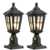 GYDZ Dusk to Dawn Post Light Outdoor 2 Pack, 17''H Outdoor Lamp Post Light with Pier Mount Adapter,Waterproof IP65 Classic Die C