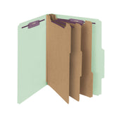 Smead Pressboard Classification File Folder with SafeSHIELD Fasteners, 3 Dividers, 3 Expansion, Letter Size, Gray/Green, 10 per