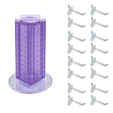 Azar Displays 700220-PUR-2C16 Four-Sided 4 W x 12Revolving Pegboard Tower Kit Counter Display with 16-Pack of 2 inch Locki