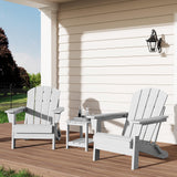 GarveeLife Folding Adirondack Chairs Set of 2 with Side Table, HDPE Plastic Outdoor Chairs with Wood Texture - 380Lbs & Weather