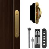 AlloyTech Pocket Door Pull Swivel Handle with Concealed Hardware and Quick Install Kit (Satin Brass, 1 Count)