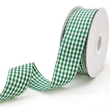 Green and White Gingham Ribbon 1 inch Plaid Ribbon Flower Bouquet Wreath Gift Wrapping Checked Ribbon 100% Polyester Each Roll 2