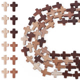 FASHEWELRY 96Pcs Turquoise Mini Cross Gemstone Beads Brown Tiny Pocket Easter Crosses Crucifix Natural Stone Cross Charm Beads f