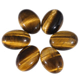 dssmboom 6 Pcs Oval Crystal Beads for Jewelry Making, Flat Back Tiger's Eye Stone Stone Cabochons for DIY Crafts Decoration, 18m