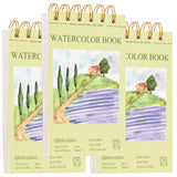3-Packs Watercolor Paper Pad 3.5x5.5 Inch | 30 Sheets 140lb/300g,Spiral-Bound, Tear-Resistant & No-Bleed | Artist-Grade for Wate
