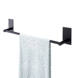 Songtec Adhesive Towel Bar Black 16-Inch, Stick On Bath Towel Rack No Drill, Strong Adhesion Tape Mount Towel Holder, Stainless