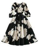Blackhatch WomenS Elegant Floral Wrap Maxi Dress With Belt | Comfortable Relaxed Fit Summer Dress Black, White