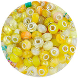 LAIDANLA Yellow Mix Large Hole Beads, 100pcs, 14mm x 5mm, Resin, Plastic, Acrylic, Round, Loose Beads for Jewelry Making, Bracel