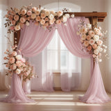Wedding Arch Draping Fabric, White Sheer Backdrop with Floral Decor, Indoor Ceremony Party Ceiling Decoration (Dust Pink-2PCS)