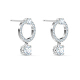 Swarovski Attract Circle Pierced Earrings With Circle Cut Crystals And Matching Pav On A Rhodium Plated Post With Butterfly Ba