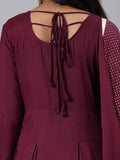 Anni Designer Women'S Rayon Gold-Toned Solid Kurta With Palazzos & Dupatta (Purple M),Purple,M,,,