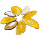Rockcloud 5 Pcs Polished Thin Agate Slice Pendants with Drilled Holes for Jewelry, Necklaces and Bracelets,Yellow
