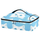 SyXIOP Insulated Casserole Carrier Bag Cute Cartoon White Cat