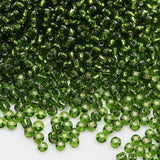 Bala&Fillic Size 12/0 Glass Seed Beads Army Green Color 2mm Transparent Silver Lined Seed Beads for Making Bracelet Necklace and