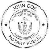 MaxMark Round Notary Pre-Inked Stamp for State of Massachusetts