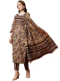 Gosriki Women'S Cotton Blend Printed Straight Kurta With Pant & Dupatta (Bigi Wine-Nw-Gs_Xl_Wine_X-Large),Wine,,B0C9QSZJ1R