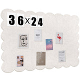 Mooliwe Scalloped Felt Bulletin Board 36 x 24 Inches Foldable Beige Pin Cork Board Alternative for Wall, 3 x 2 Trifold Picture