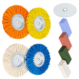 Ketofa 8'' Airway Buffing Wheel Kit, 9 Pcs Aluminum Wheel Polishing Kit in Diameter 5/8 inch Arbor Hole, Polishing Compound, Saf