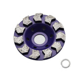 TEMO 4 Inch Diamond Turbo Segment Grinding Cup Wheel 5/8 Inch Thread Arbor for Marble Tile Concrete and Rock