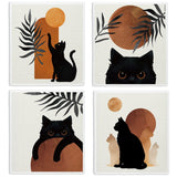 LARTSFRO Boho Cat Swedish Dishcloths for Kitchen, Papaya Reusable Paper Towels, 4 Pack Watercolor Dish Towels for Kitchen, Swedi