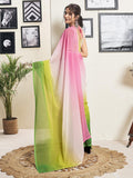 Satrani Women'S Georgette Dual Tone Ready To Wear Saree With Unstitched Blouse Piece (18Rs153Na_Pink & Green6)