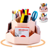 bibiage Large Rotating Pen Holder, Desk Organizer, Pink
